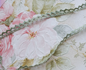 Vintage Heirloom Doll French Cotton Tiny Trim  Green  3/8''